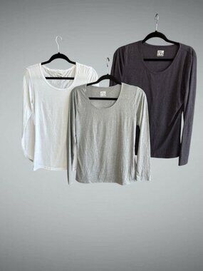 32 Degrees Heat Long Sleeve T Shirt Lot of 3 Gray White Purple Size L